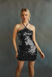 Elana Sequin Halter Bodycon Mini Dress