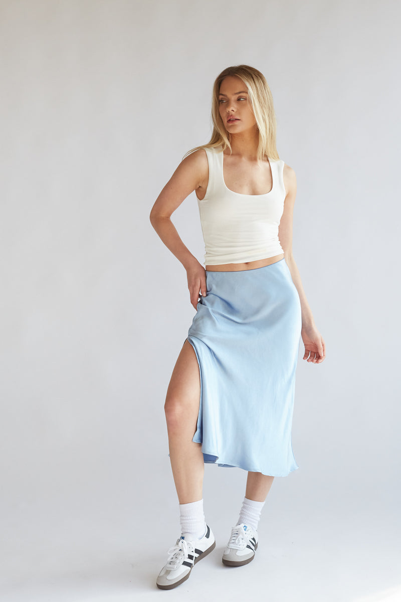 Blue deals satin skirt