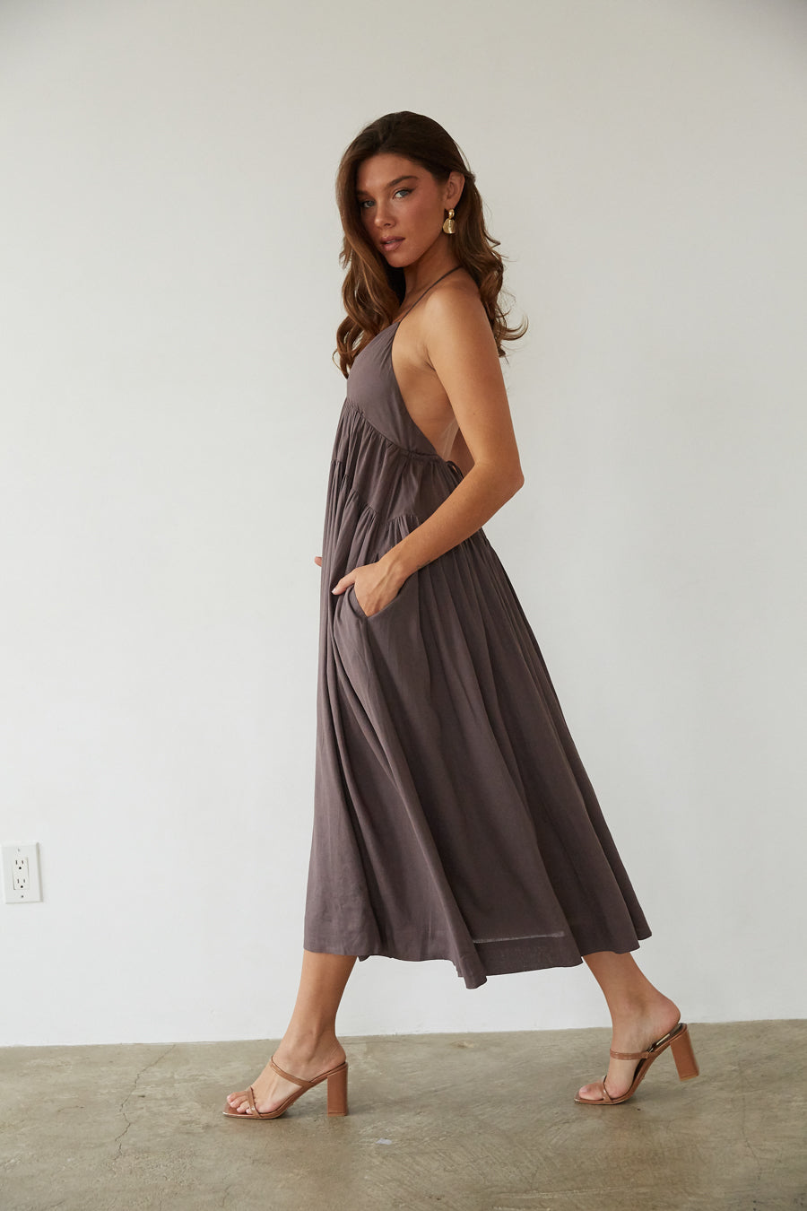 Ester Tiered Linen Midi Dress