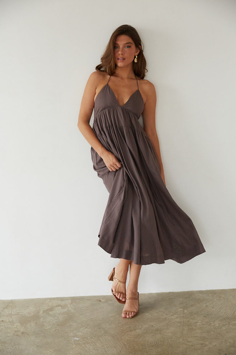 Ester Tiered Linen Midi Dress