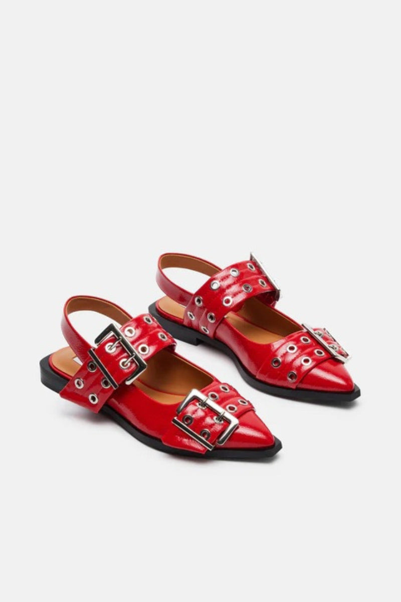 Red slingback shops flats