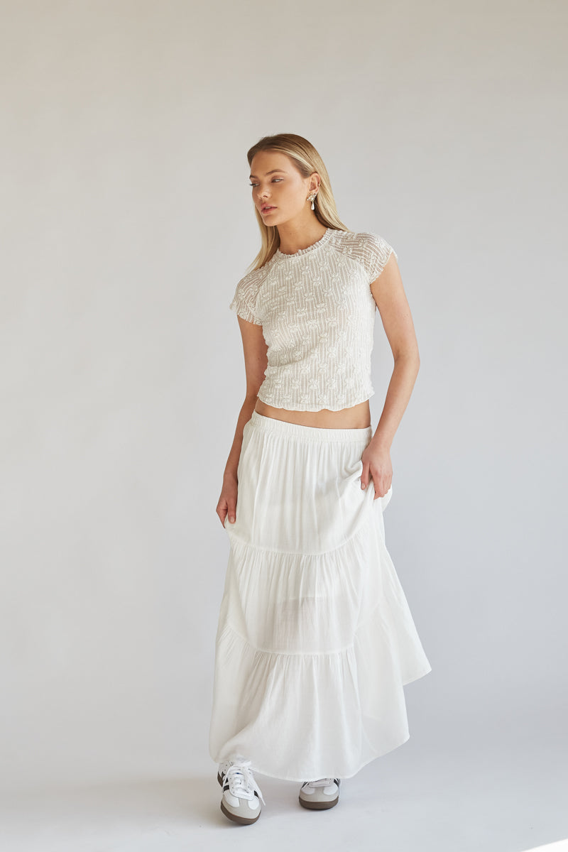 White maxi outlet skirt with pockets