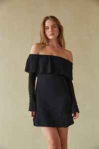 Julia Off the Shoulder Ruffle Sweater Mini Dress