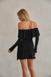 Julia Off the Shoulder Ruffle Sweater Mini Dress