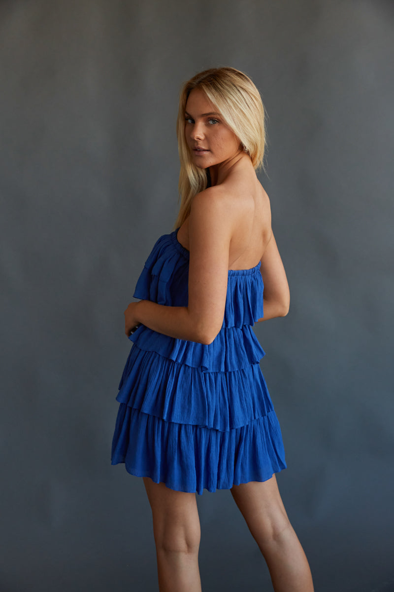 Strapless store ruffle romper