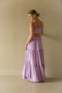 back view | Purple crochet Lace cutout flowy Maxi Dress | Spring time dress