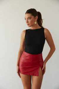 Kourt Faux Leather Mini Skort