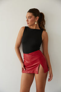 Kourt Faux Leather Mini Skort