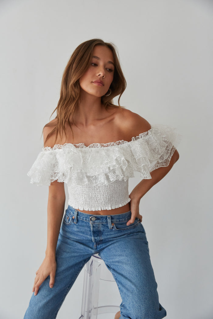 Collette Off The Shoulder Lace Long Sleeve Top • Shop American Threads  Women's Trendy Online Boutique – americanthreads
