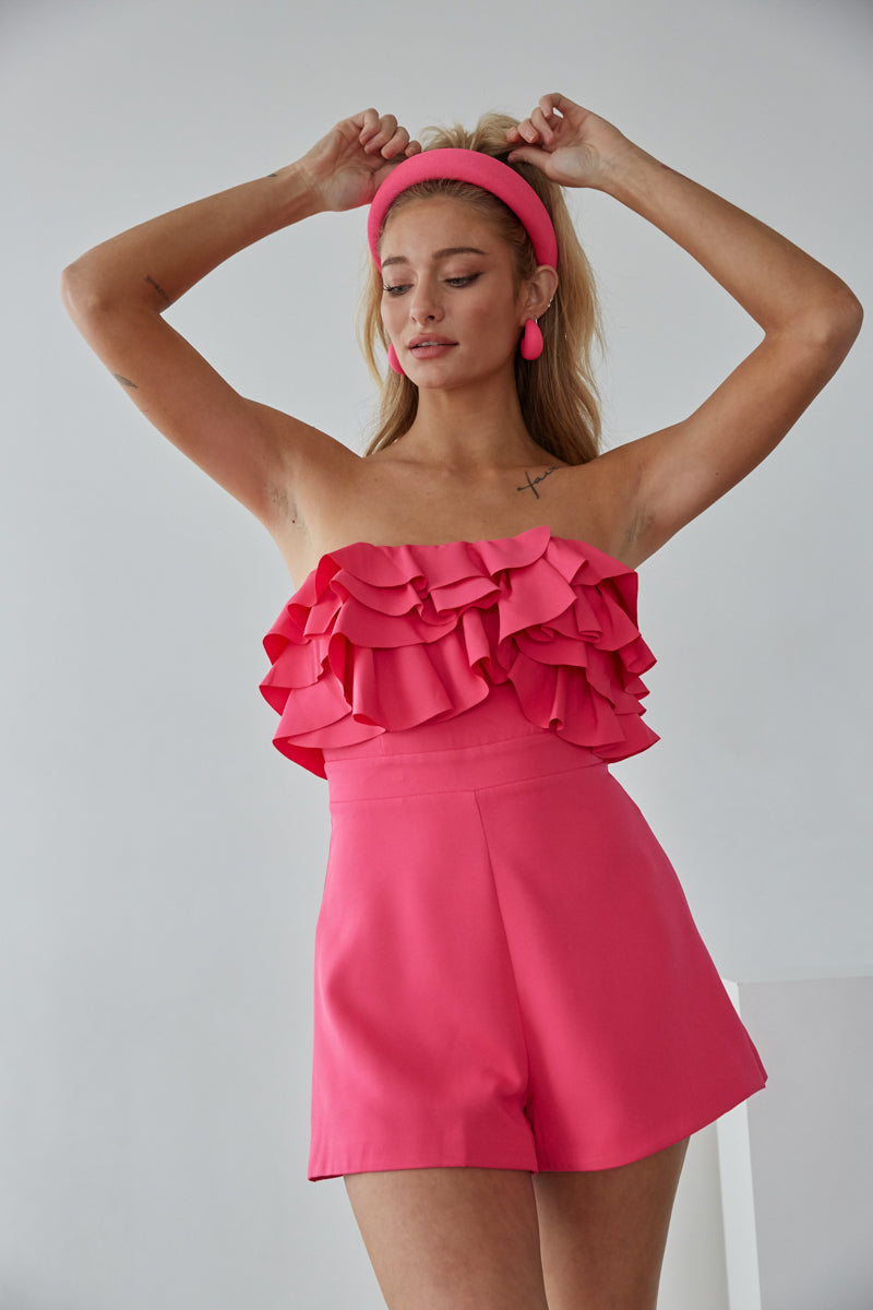 Pink Strapless Romper