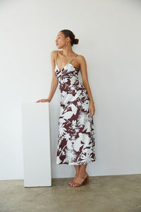 Leyla Floral Satin Maxi Dress