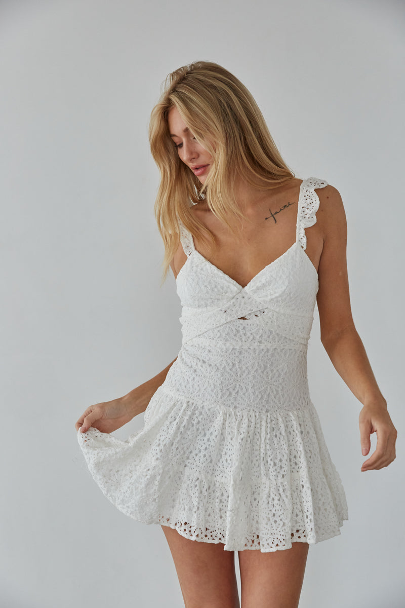 Buckle Contrast Cotton Mini Dress