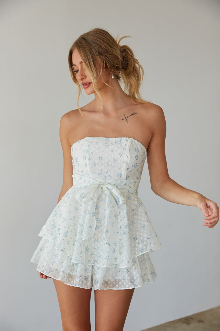 Lucille Strapless Floral Romper