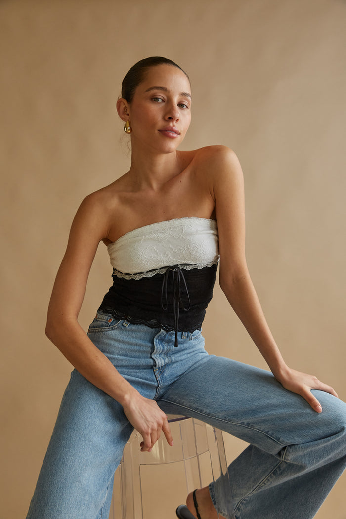 Mae Lace Crop Top • Shop American Threads Women's Trendy Online