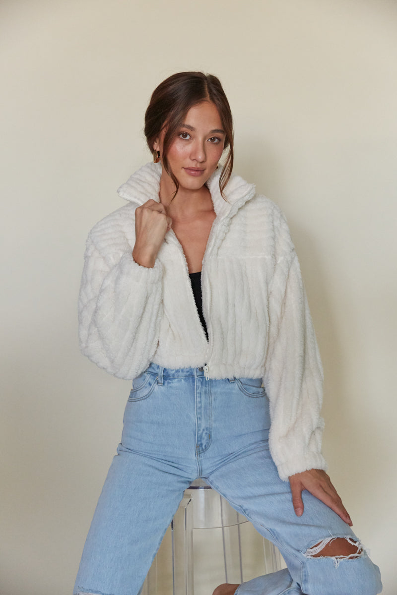 Cropped sales fluffy jacket