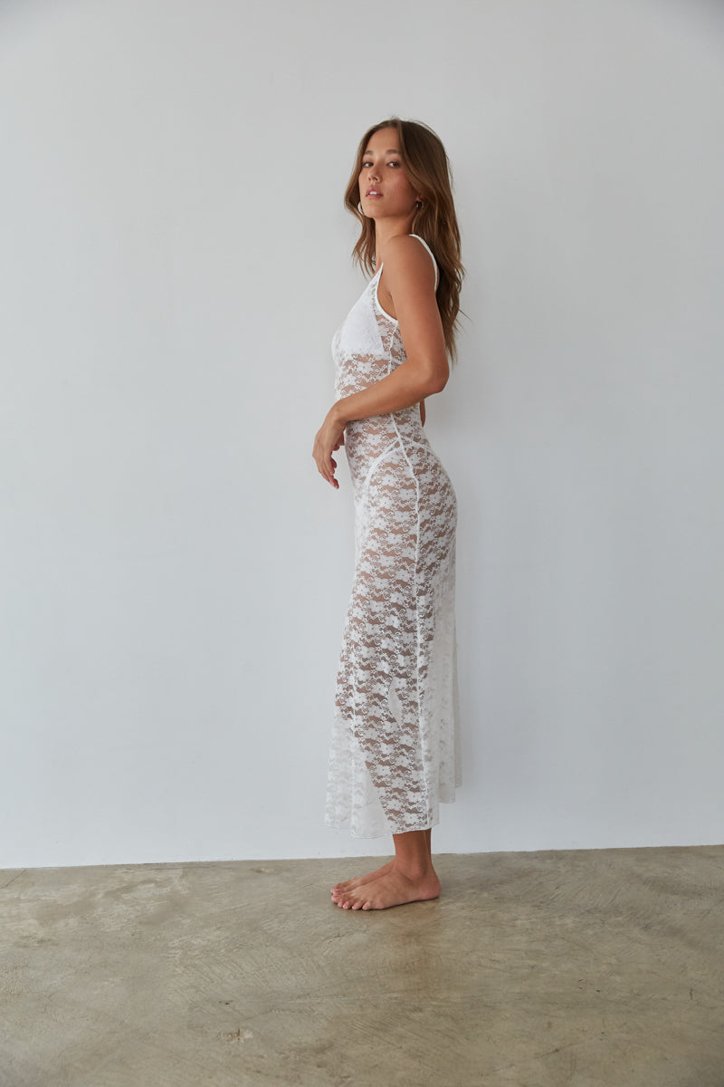 Nora Sheer Lace Cover-Up Maxi Dress