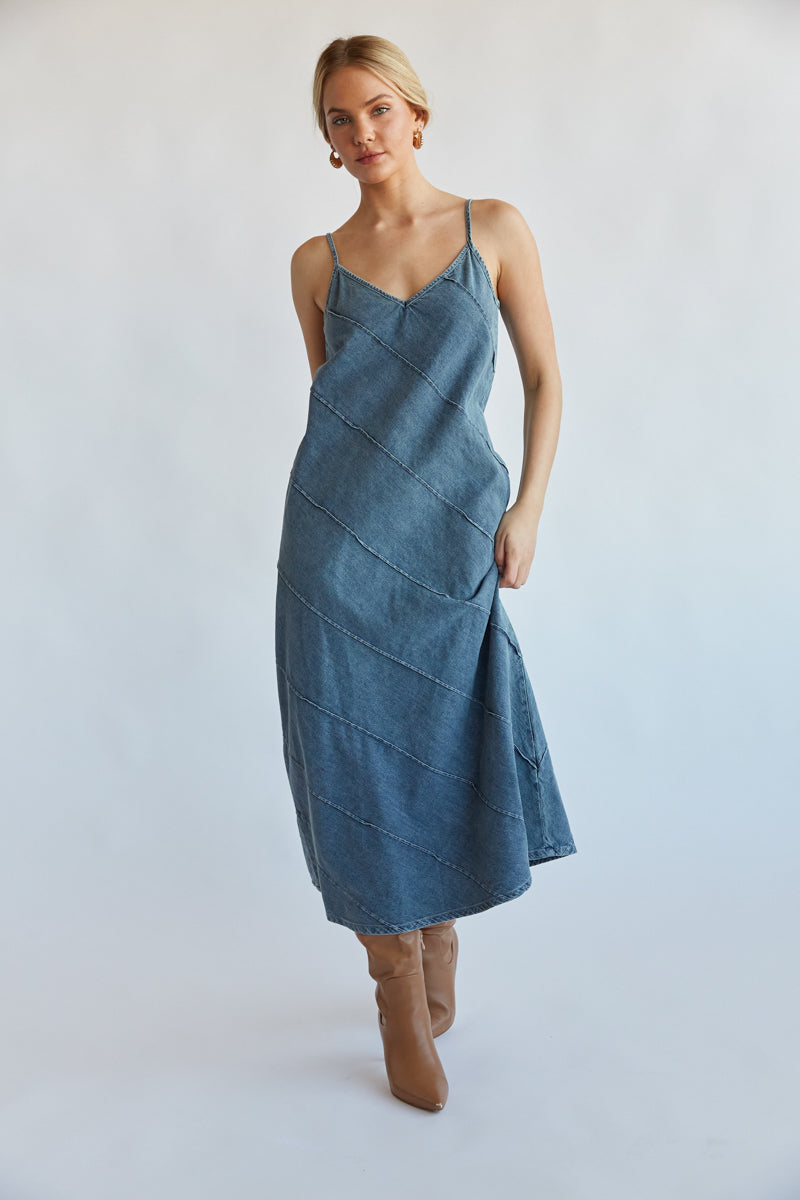 Remy Denim Midi Dress • Shop American Threads Women's Trendy Online Boutique