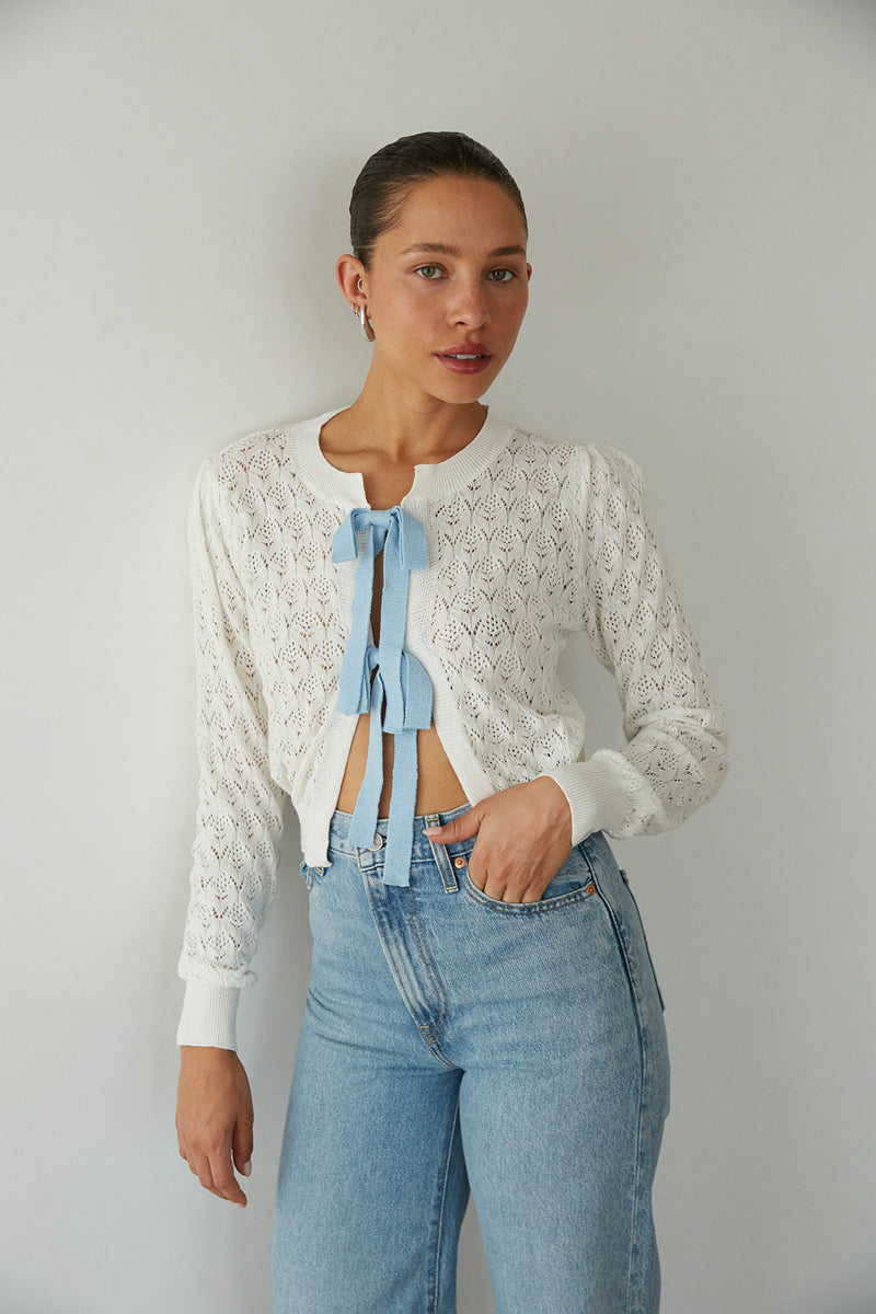 Rory Crochet Bow Cardigan