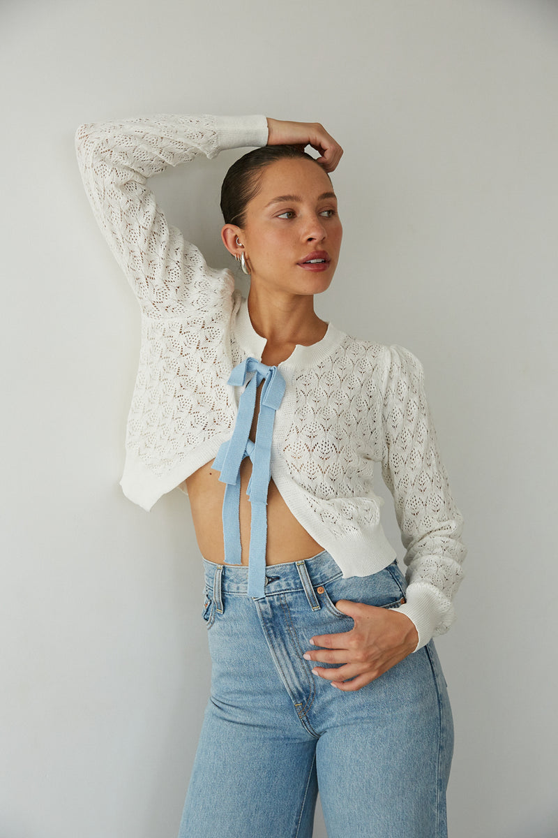 Rory Crochet Bow Cardigan