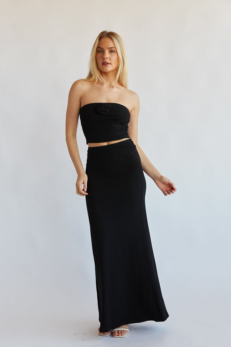 Elastic tube top maxi cheap dress