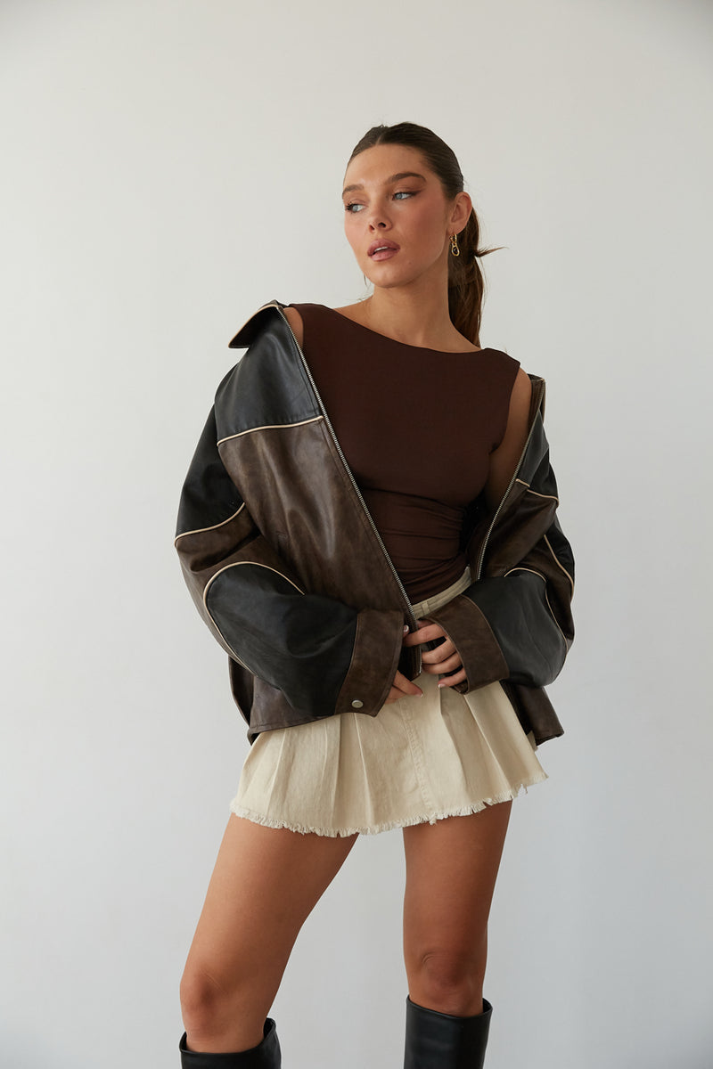 Roxy Faux Leather Bomber Jacket