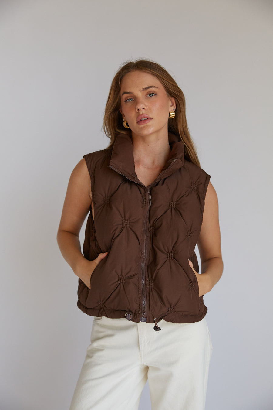 Black and selling Brown Quilted Puffer Vest