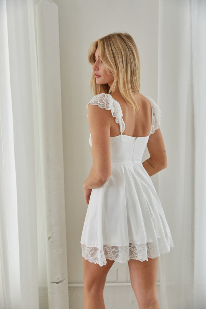 Shop the Sorority One-Shoulder Ruffle Trim Dress White