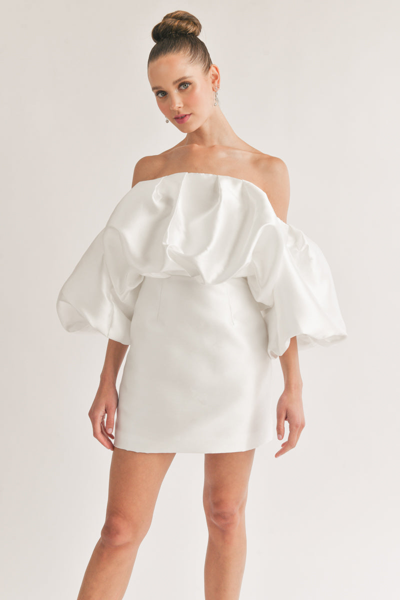 Theresa Off-The-Shoulder Puff Sleeve Mini Dress • Shop American Threads  Women's Trendy Online Boutique