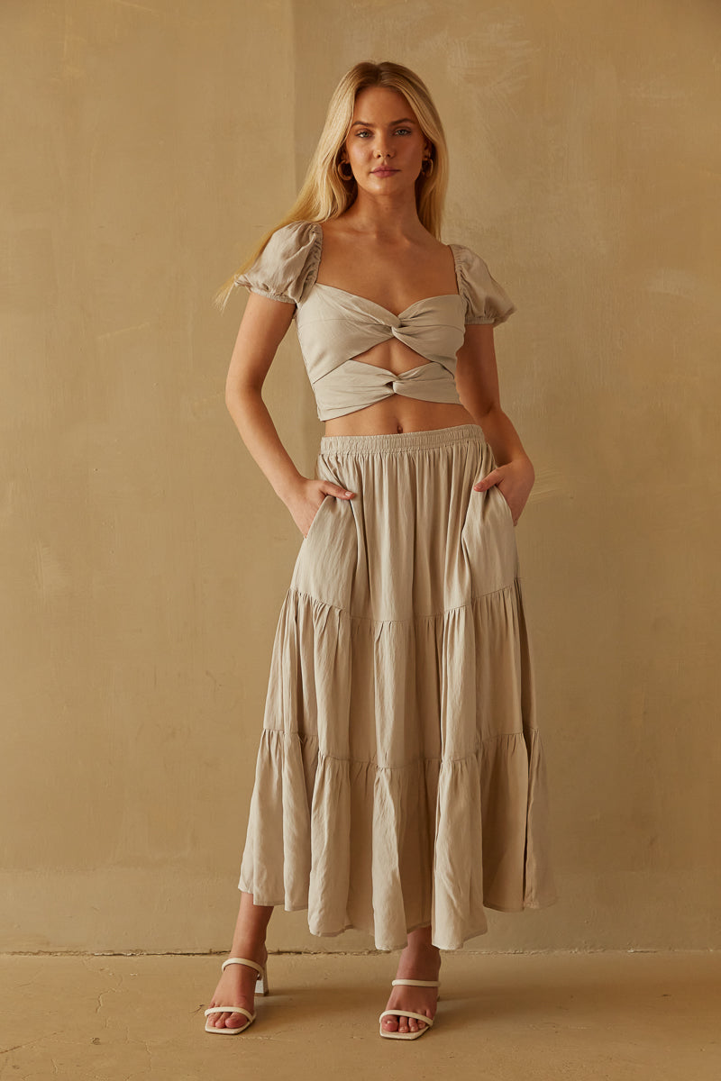 Tiered maxi shop skirt set