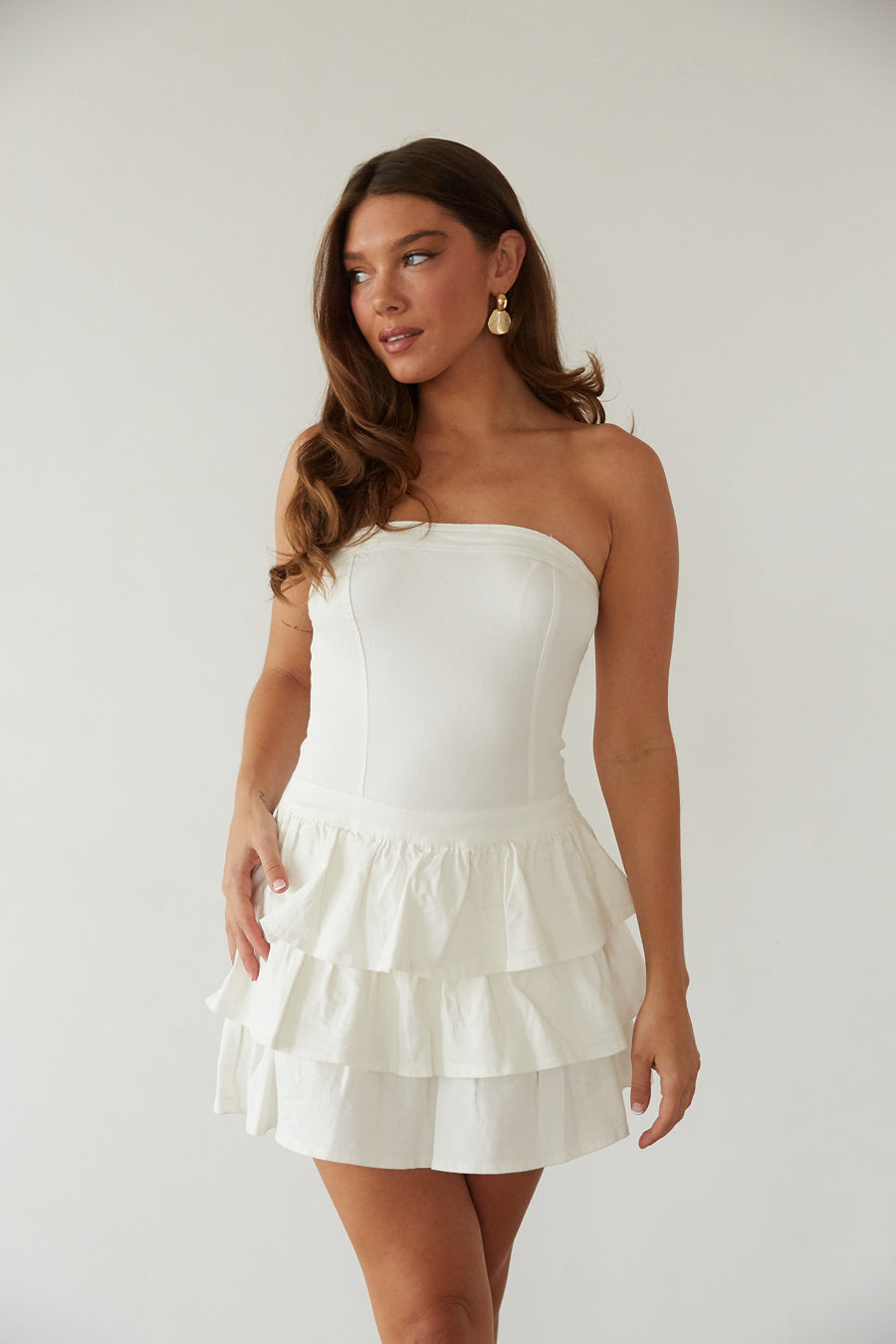 Venus Strapless Ruffle Mini Dress