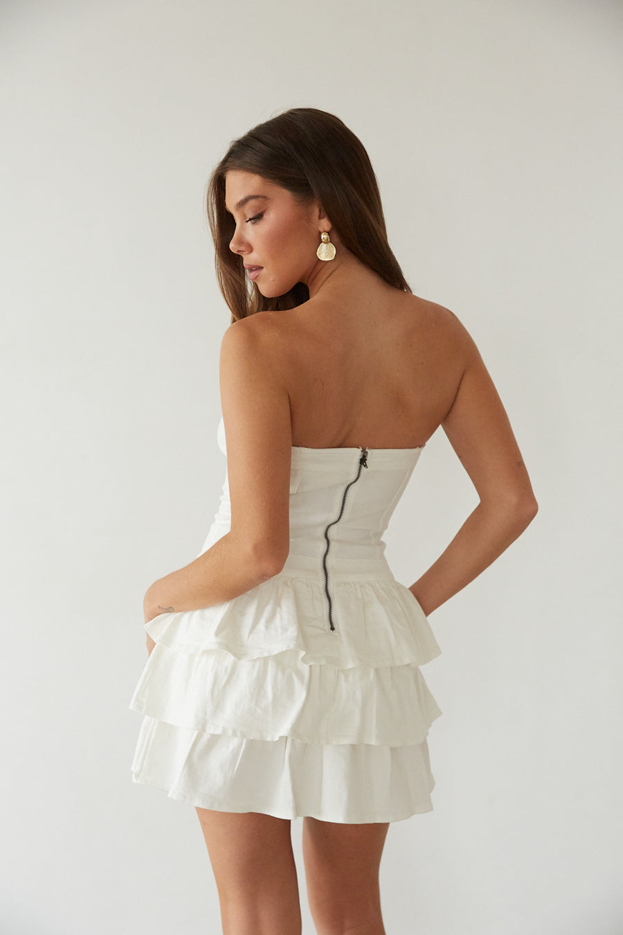 Venus Strapless Ruffle Mini Dress