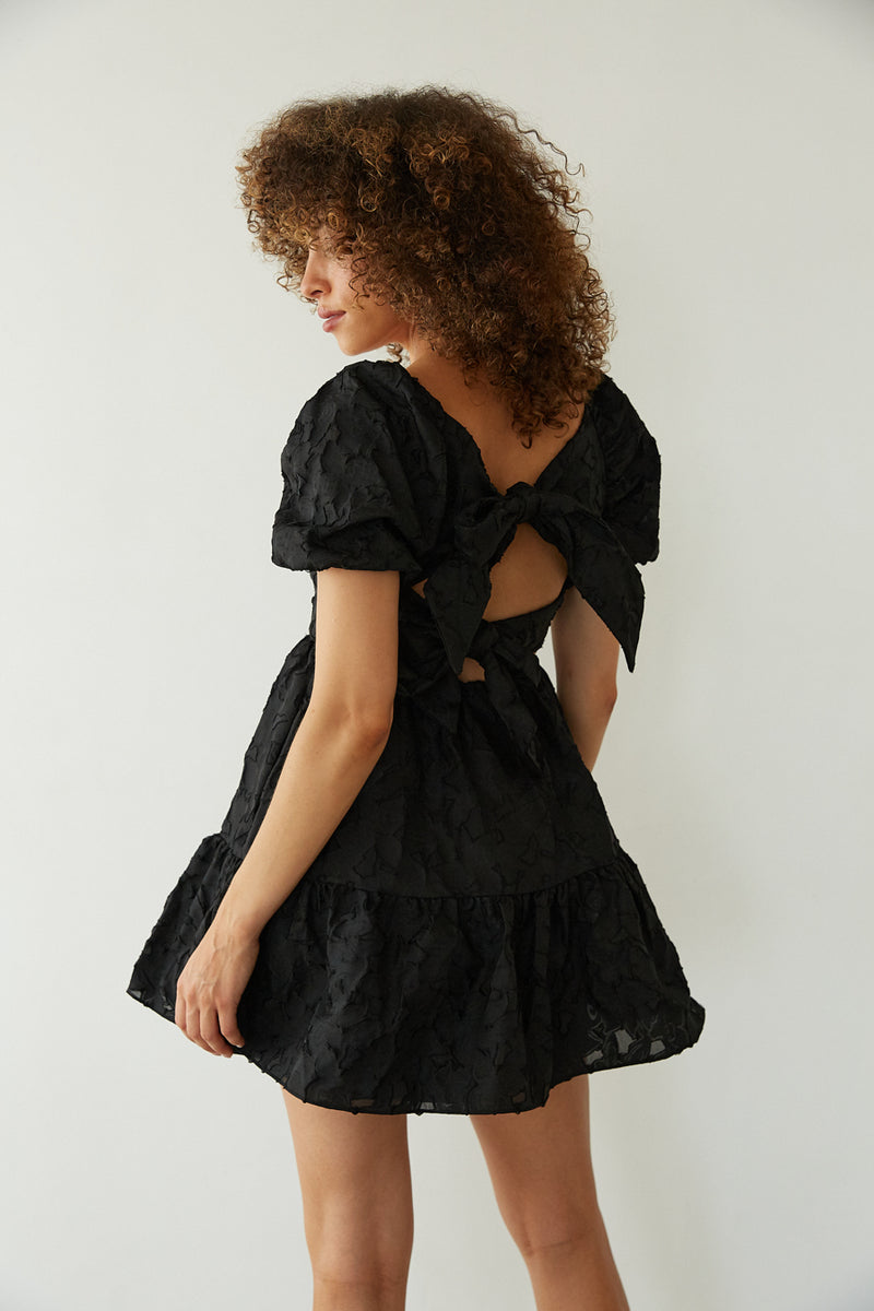 Whitley Tie Back Puff Sleeve Babydoll Mini Dress