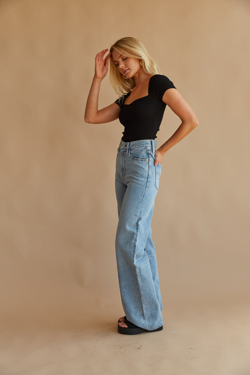 Levi s Ribcage Wide Leg Jeans in Far and Wide Shop American Threads Women s Trendy Online Boutique