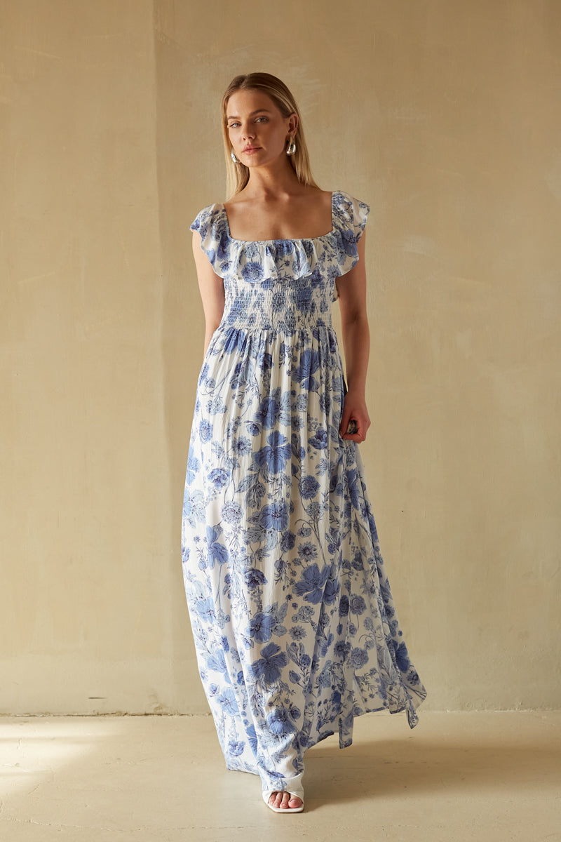 Floral flowy maxi dress hotsell