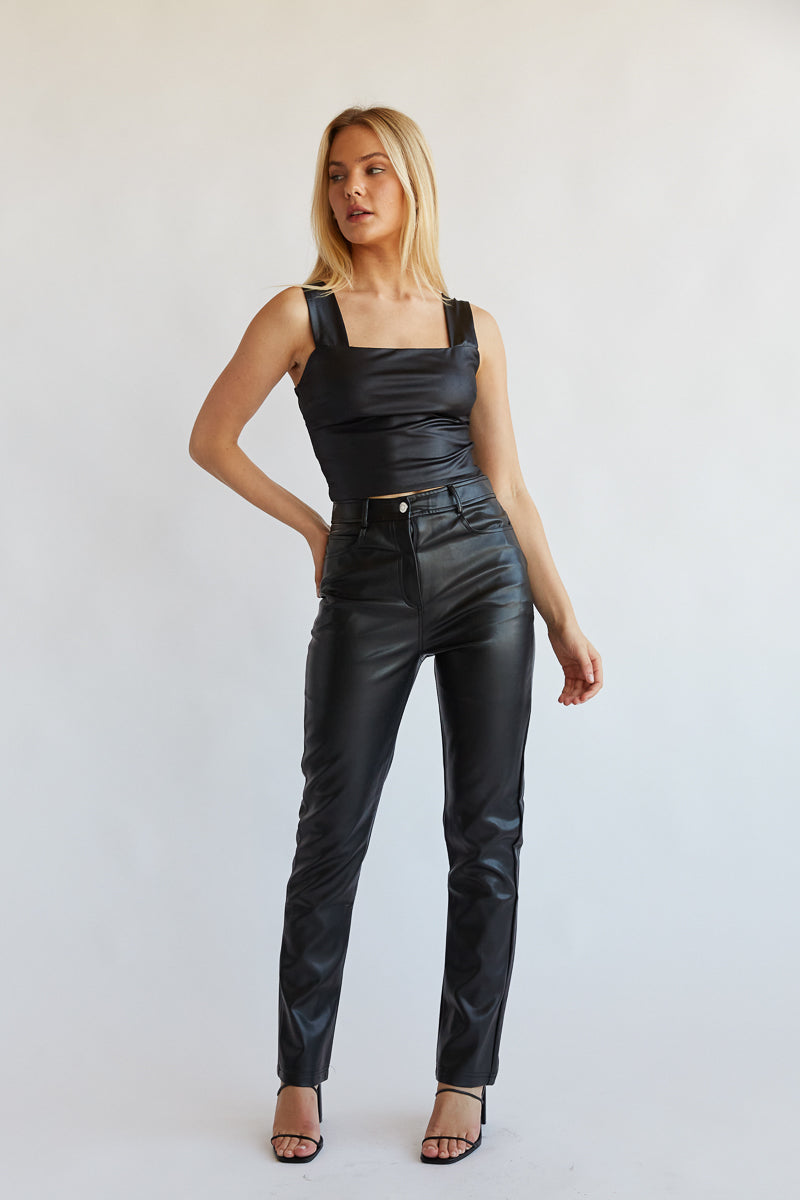 COMMANDO Cropped faux leather straight-leg pants | NET-A-PORTER
