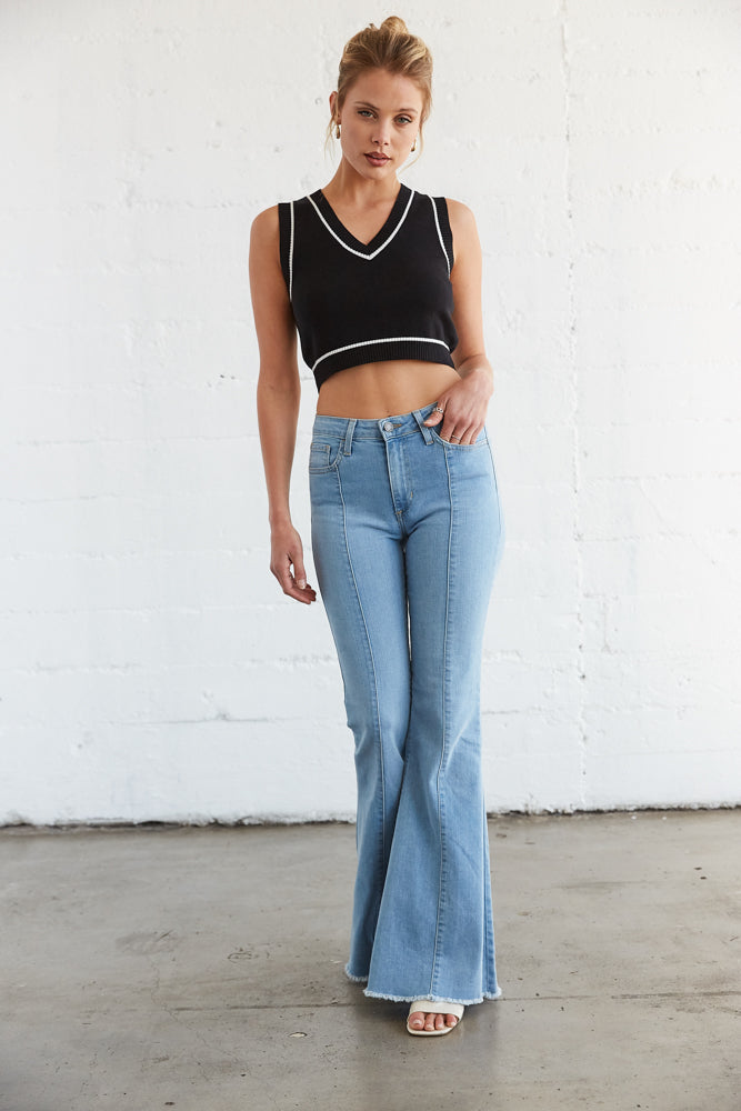 Cropped High-Rise Bell Bottom Jeans
