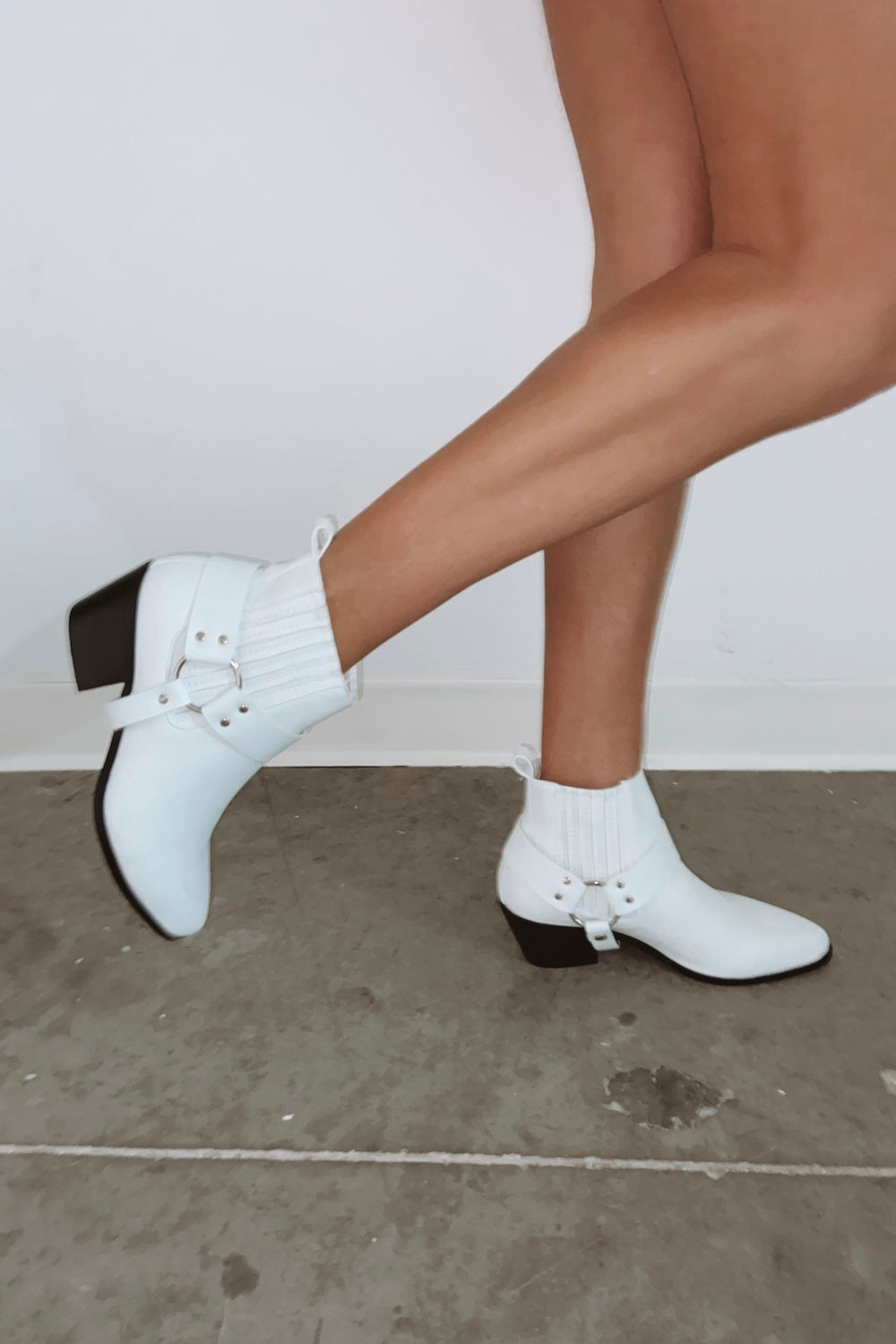 White bootie block clearance heel