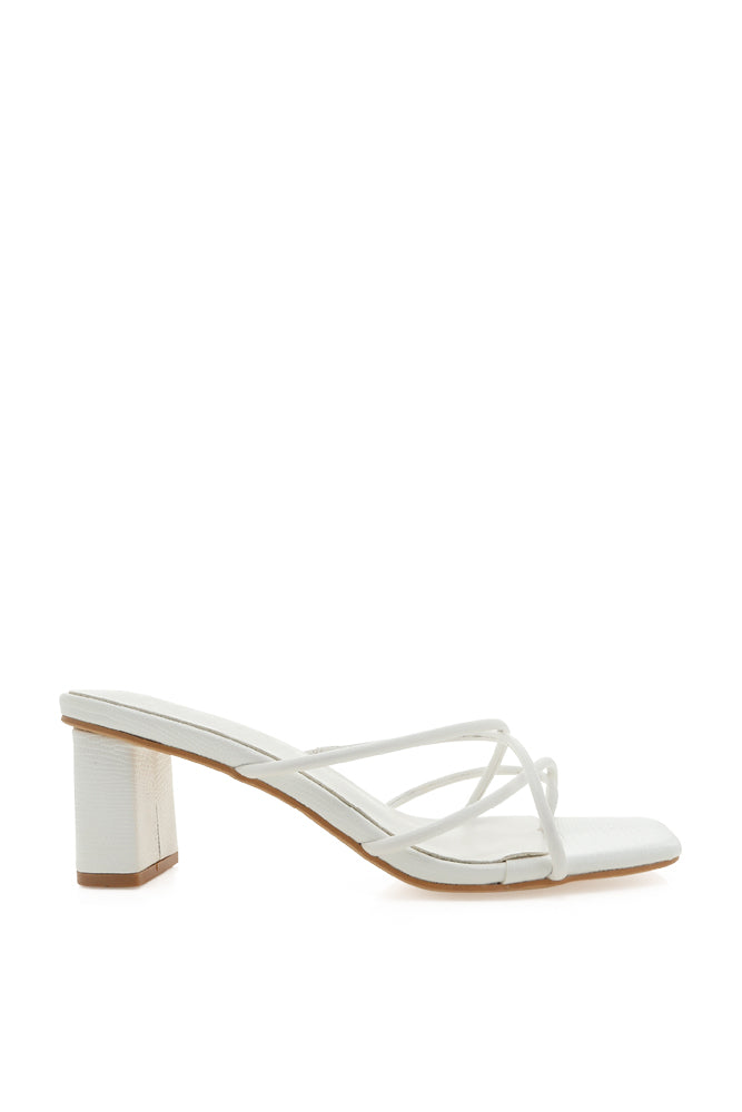 White block heel clearance mule