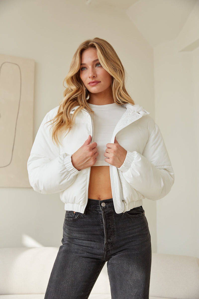 FOREVER 21 White Puffer Coats & Jackets