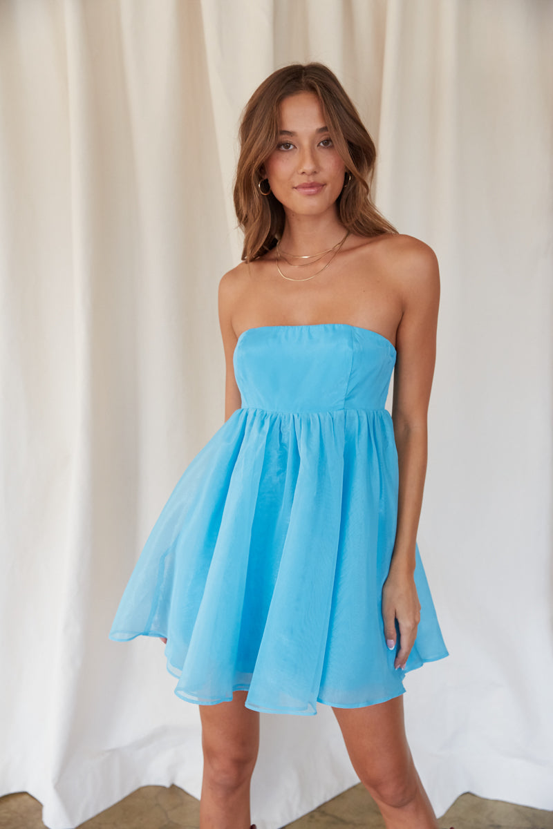 Blue babydoll dress on sale