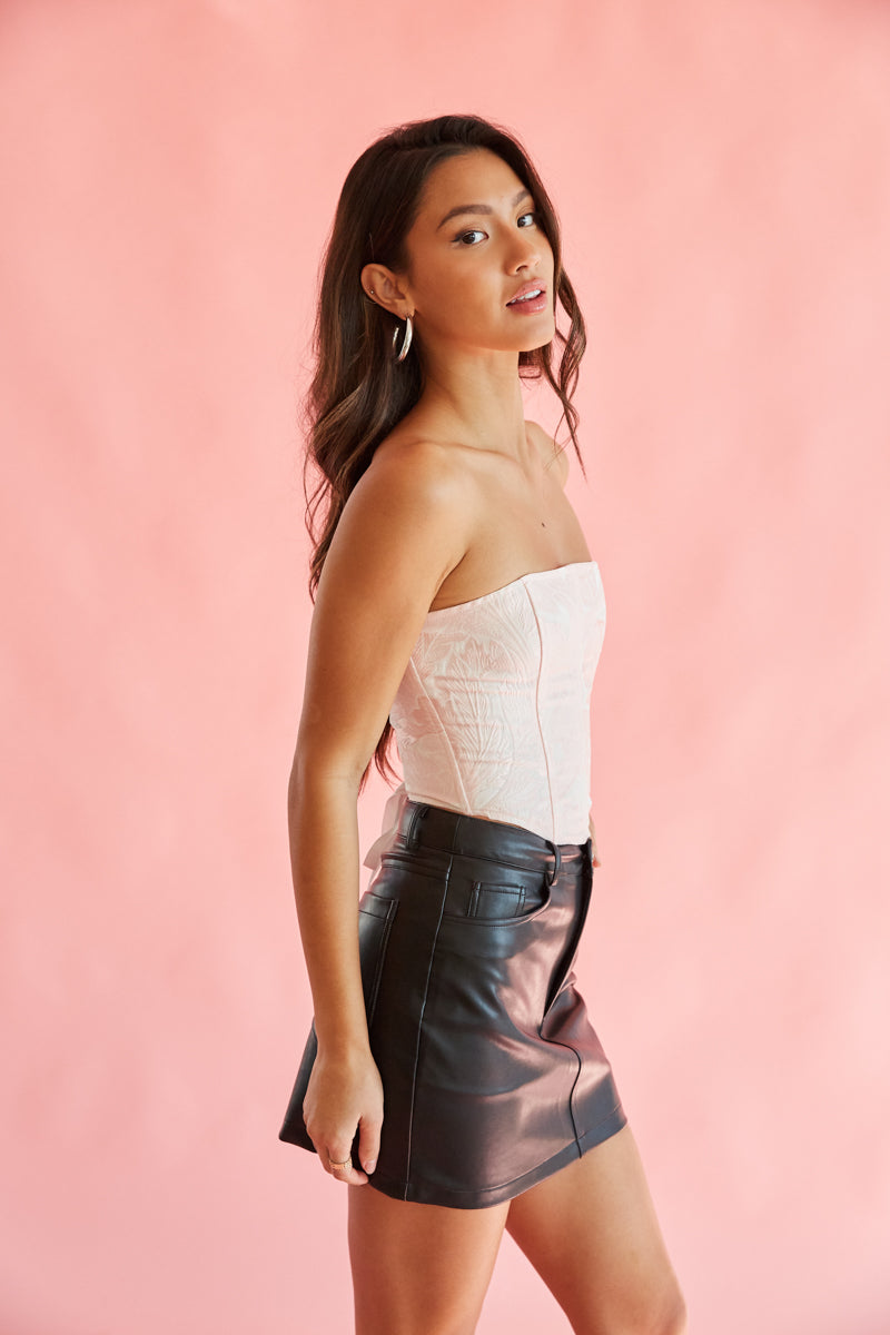 Accept This Pink Rose Corset Top  Corset top, Mini skirts, Straight across  neckline