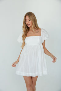 white mini dress perfect for bridal shower, graduation, or sorority rush