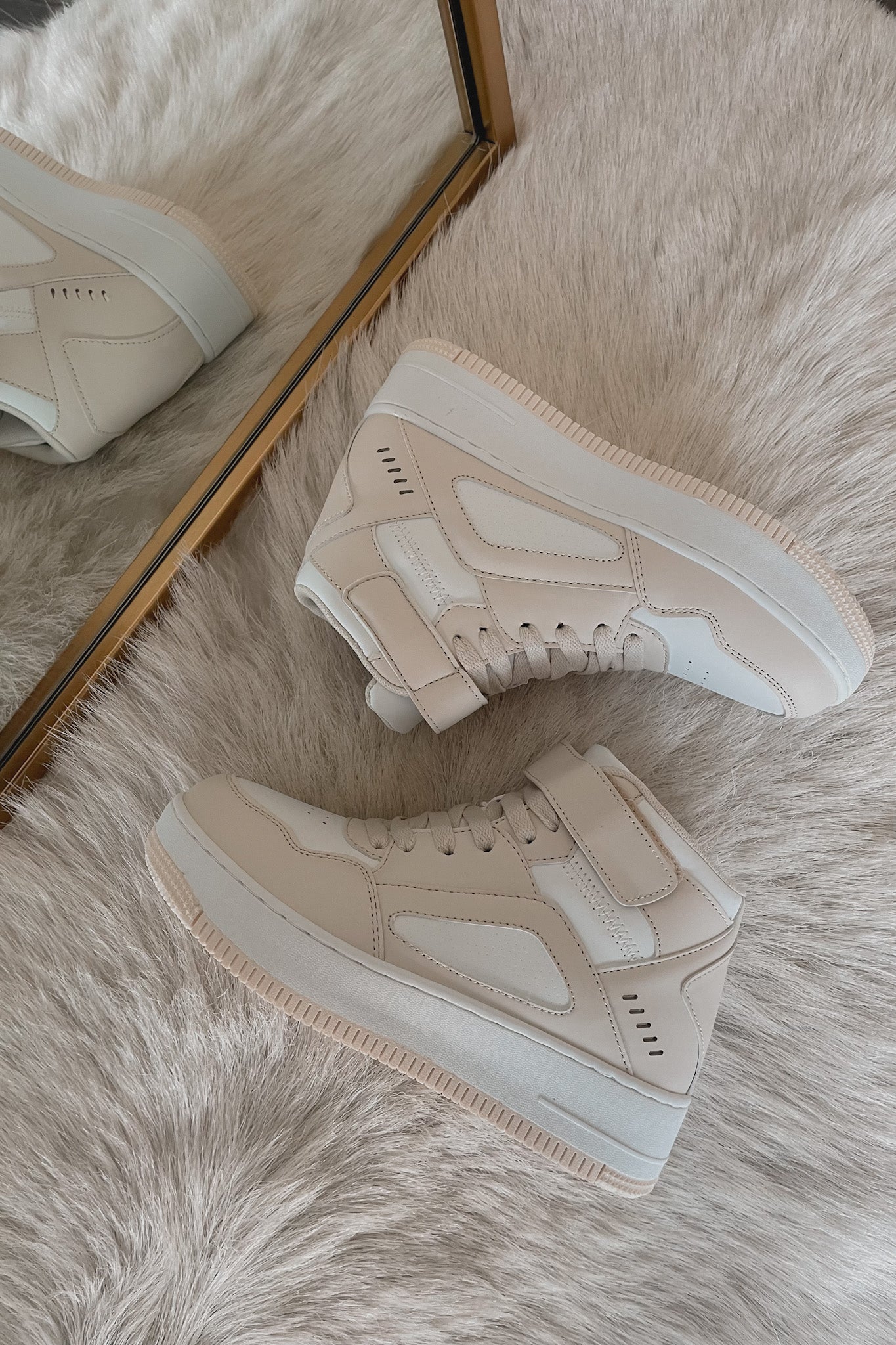 Cora High Top Sneakers in Beige White