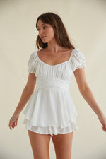 Charleston Flapper Mini Dress in White | Size Small | Polyester/Spandex | American Threads