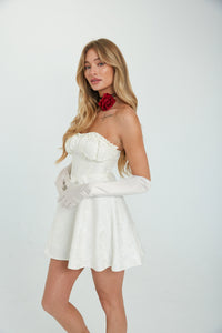Drew Puff Sleeve Corset Linen Mini Dress • Shop American Threads