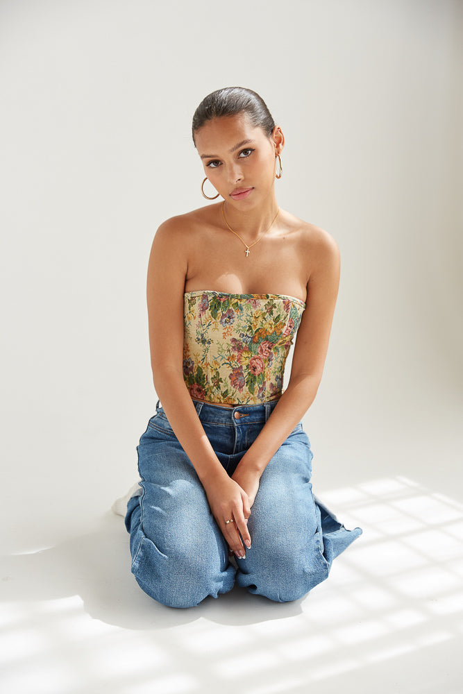 Ophelia Ruched Tulle Corset Top • Shop American Threads Women's Trendy  Online Boutique – americanthreads
