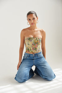 Hadley Floral Mesh Bustier Top • Shop American Threads Women's Trendy  Online Boutique – americanthreads