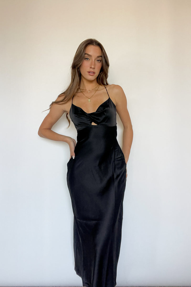 Genesis Satin Midi Dress • Shop American Threads Women's Trendy