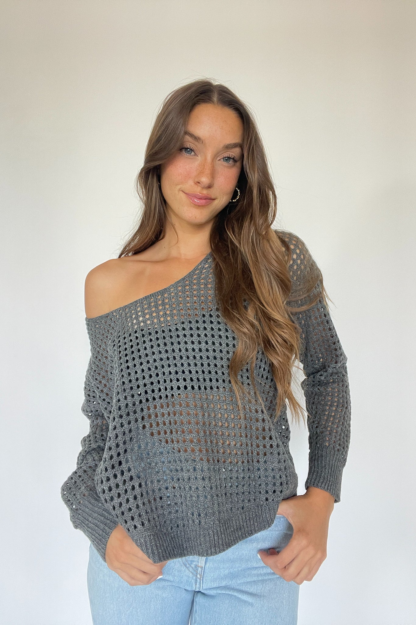 Shoulder cutout clearance sweater