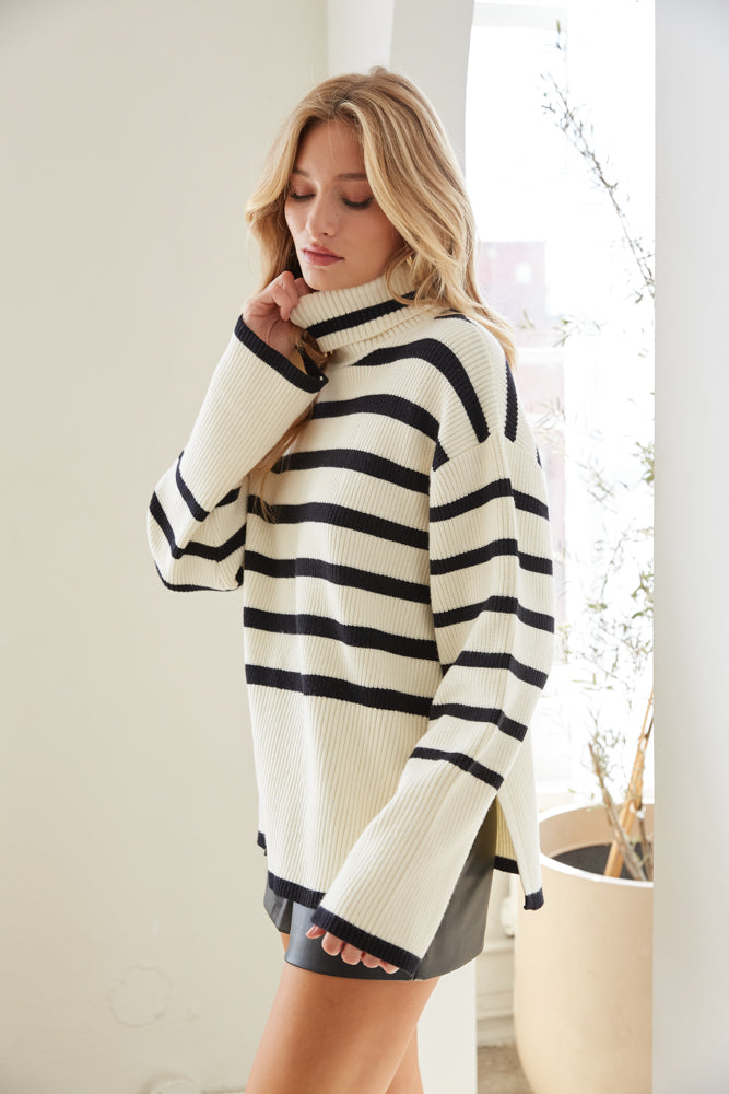 Macie Striped Turtleneck Sweater